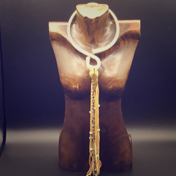 Leather wrapped neck wire with tassel drop - Picture 1 of 4